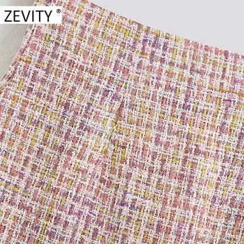 Zevity Ženy vintage tweed vlnené slim ceruzku sukne faldas mujer dámy späť na zips vestido elegantné bežné značky mini sukne QUN682