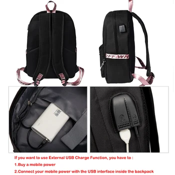 Čierny Batoh Ženy Túlavé Deti Školské Tašky pre Dospievajúce Dievčatá FELIX BANG CHAN Fanúšikov USB Nabíjanie Notebooku Späť Pack Mužov Bookbag