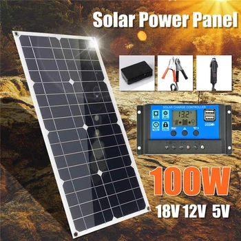 100W Flexibilný Solárny Panel Súprava pre Domáce Solárneho energetického Systému pre Kempovanie Auta 12V Solárna Nabíjačka Bunkovej Energie Sýte