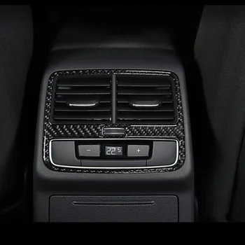Auto Styling Uhlíkových Vlákien Konzoly Opierkou Vzadu Odvzdušňovací Rám Orezania Pre Audi A4 B9 2016-21 Popolník Panel Interiérové Doplnky