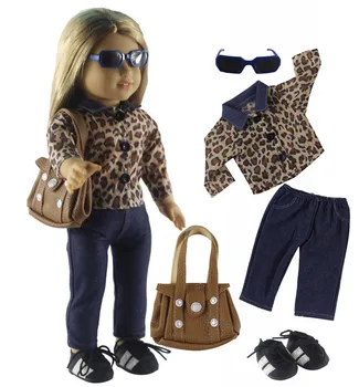 1 Nastavte Leopard Zrna Bábiky Oblečenie pre 18-palcové American Doll Bitty Baby Doll Handmade Módy Krásne Oblečenie X84