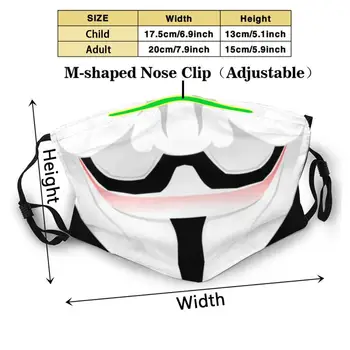 Tvár Masku Anonymous Vytlačiť Opakovane Maska Pm2.5 Filtra Trendy Úst Tvár Masku Pre Dieťa, Dospelú Tvár Masku Anonymous Hacker Hack V