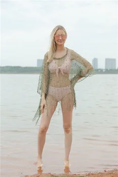Nové módne letné beach flitrami, Strapec peleríny, oka oči, sexy, duté bikini topy, slnko šatkou.