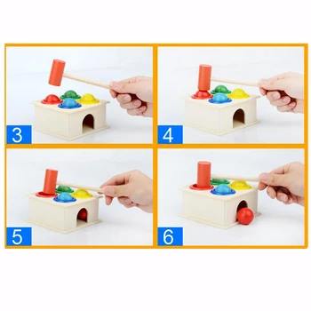 1Set Drevených Kolov Guľa Hammer Box Deti Zábavné Hrať Škrečok Hry Hračka Začiatku Vzdelávania, Vzdelávacie Hračky