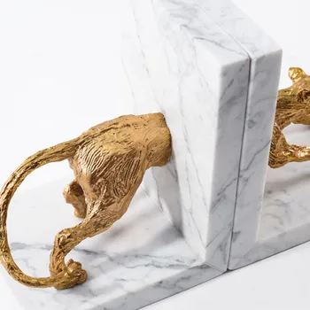 Elegantné Abstraktné Zlaté, Medené Mramoru Leopard Bookend Dekorácie Tvorivé Medi Ornament, Bytové Doplnky, Najlepší Darček