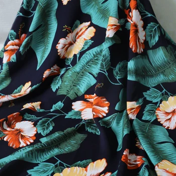 100 cm*140 cm Jungle Tlač viskózového vlákna Tkaniny Mäkké Havaj Šaty Materiálu