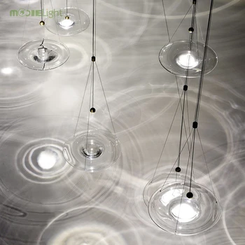 LED Japonský dizajn jemné zvlnenie kvapke Vody vzor sklenený prívesok lampa pozastavenie svetlo výtvarné Umenie Závesné Svietidlá pre Kaviareň
