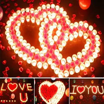 50Pcs/box Láska v Tvare Srdca Tealight Sviečky Bezdymového Malú Sviečku na Valentína Spoveď Návrh KTV Dekorácie