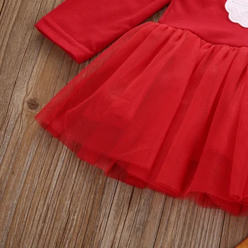 Emmababy Novonarodené Deti, Baby, Dievčatá Vianočné Oblečenie Tutu Dlhý Rukáv Červenej Farby Šaty, Topy+Nohavice Oblečenie Set