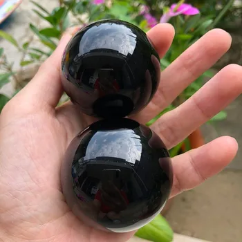 2 Veľké čierna obsidián sfére o čierny obsidián loptu fengshui oblasti domácej dec.