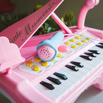 Batoľa Hračka Klavír Keyboard Ružová pre Dievčatá Darček k Narodeninám 1 2 3 4 Rokov, Deti 24 Kľúče, Multifunkčná Hračka Klavír