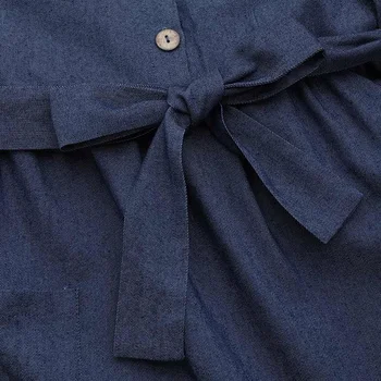 Kaftan Moslimských Pevné Tlačidlo Maxi Šaty, dámske Demin Modrá Sundress ZANZEA 2021 Bežné Tričko s Dlhým Rukávom Vestidos Ženské Šaty 5XL