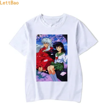Japonsko, Anime Inuyasha Cosplay HigurashiKagome Tlač pár tričko mužov bavlna Krátky Rukáv sesshomaru Topy Príležitostné Letné Oblečenie