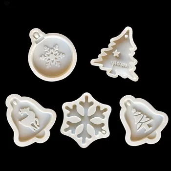 5 ks Epoxidové Živice Formy Vianočný Stromček Elk Snowflake Prívesok Odlievanie Silikónové Formy pre KUTILOV, Remeselníkov Šperky Keychain Tvorby