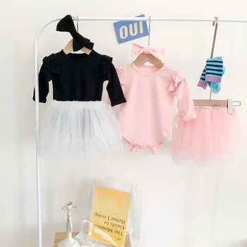 Baby Girl Šaty Princezná Detské Oblečenie Set Dieťa Detské Oblečenie Dievčat Romper +Tutu Sukne+ hlavový most 1. Narodeniny Detské Oblečenie Set
