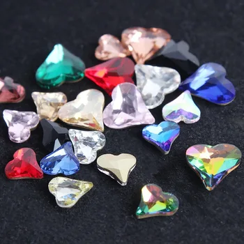 Nový 30 ks klinec umenie srdce diamantové šperky 12x13mm poukázal na spodnej tvarované drahokamy veľká Broskyňa Srdce Shap Diamond Nechty, Ozdoby