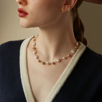Vintage Baroková Perla Nepravidelného Korálky Choker Retro Nastaviteľné Reťazca Skutočnou Perlou Náhrdelník 2020 Ženy Šperky