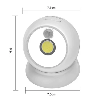 COB LED PIR Snímač Pohybu, Nočné Svetlo Batérie Prevádzkované na Núdzové Skriňa Chodba Spálňa Lampa biele Svetlo