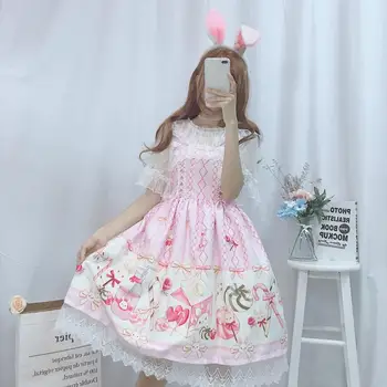 Japonský JSK Lolita Šaty žien letné šaty mäkké, sladké dievča vietor roztomilý kreslený lolita podväzkové roztomilý šaty