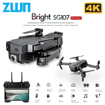 ZWN SG107 Mini Drone s 4K WIFI FPV HD Dual Camera Quadcopter Optický Tok Rc Dron Gestami Deti Hračky VS E58 E68 SG106