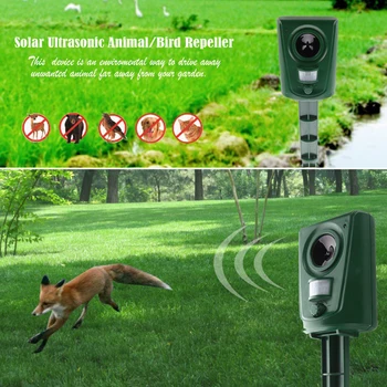 Hot Predaj Vonkajšie Záhradné Solárne udice Ultrazvukové Zvierat, Vtákov, Psov Repeller PIR Snímač Dispeller