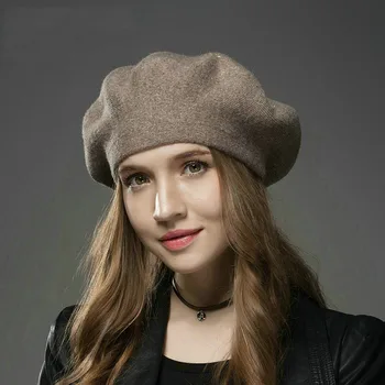 Jeseň/zima vlna teplého beret pani móda všestranný železa vŕtať osemhranné klobúk retro artový umelec klobúk