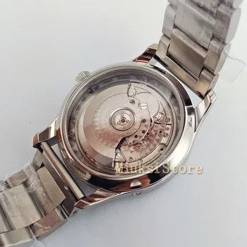 Človeka luxusné hodinky Parnis 43mm Oceľ Remienok Power Reserve Morských čajok 2505 Automatické Muži Mechanické Hodinky módne darček
