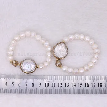 Prírodné perly korálky druzy náramok náramok vysokej kvality zlatý kameň vytvorený pearl náramky 3084