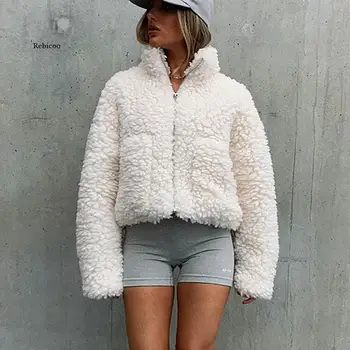 Nové Zimné Falošné Kožušinový Kabát Ženy Oblečenie Móda Farbou Hrubé Teplé Oblečenie Cardigan Bunda Plus Veľkosť Voľné Baránok Vlny Kabát
