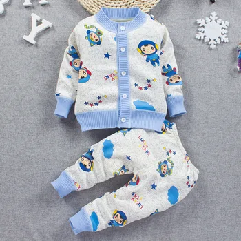 2020 Deti Zimné Oblečenie Baby Chlapci Cartoon Oblečenie Sady Roztomilý Králik Vytlačené Teplé Sweatsets pre Baby Chlapci, Dievčatá, Deti Oblečenie