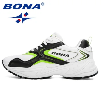 BONA 2020 Nových Dizajnérov Akcie Kožené Tenisky, Športová Obuv Mužov Športové Topánky Muž Jogging Školiteľov Chaussure Hommbre Trendy