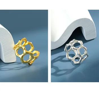 F. I. N. S 2020 NOVÉ Designn S925 Šterlingov Strieborné Prstene Jednoduchý Nepravidelných Duté Honeycomb Široký Prst 925 Striebro Prstene Jemné Šperky