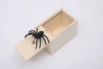 NOVÝ Zábavný Vydesiť Okno Drevené Žart Spider Skryté V Prípade veľmi Kvalitné Žart-Drevené Scarebox Zaujímavé Hrať Trik Vtip Hračky Darček