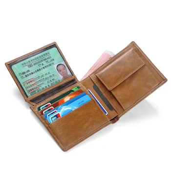 Nové 2018 kožené peňaženky multi-card retro olej, vosk peňaženky nepremokavé módne bežné krátke pánske peňaženky NB085