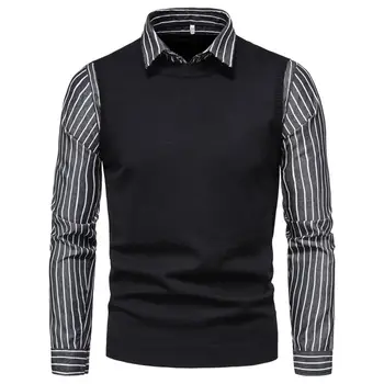 Jesenné a zimné nové zahraničného obchodu mužov sveter klope falošné dvoch-dielny sveter pánske tričko klesnutie