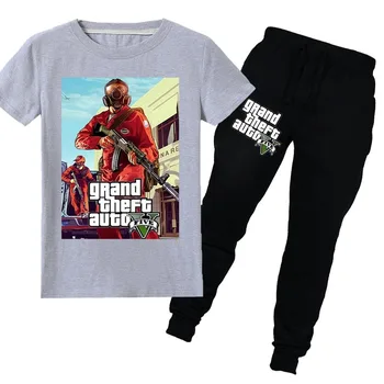 Grand Theft Auto Hra Dlhé Nohavice 2ks Deti Sady GTA 5 T Shirt Chlapcov, Dievčatá, Deti, Batoľa Dievča Oblečenie Roupa Infantil Menina