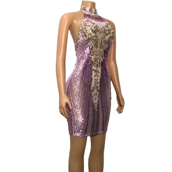 Bonnie Lesa Očarujúce Sequin Detail Shift Mini Šaty 2020 Ženy, Lesk Backless Flitrami Prom Party Šaty Narodeniny Oblečenie