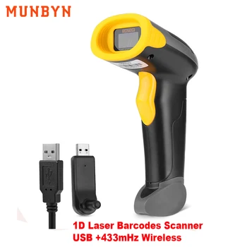 MUNBYN Odbavenie Predaj Ručný Skener 1D Laserový snímač Čiarových kódov Bar Code Reader Bluetooth, USB Práci S Mac, Windows