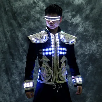 LED Tanečné Kostýmy Mužov Svetlo vyhovuje Bullfight Fáze Výkonu Dospelých Svetelný Oblečenie bar víno Žiari Strana Dodávky