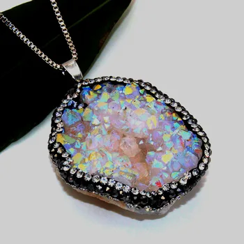 Prírodné crystal crystal klastra farebné šperky, prívesok, takže DIY náhrdelníky náušnice sveter reťazca príslušenstvo šperky