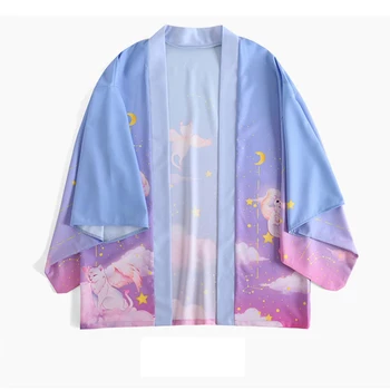 Letné haori Japonský štýl lete kimono bunda sladké a roztomilé ženské Kimono cardigan Japonský yukata pánske oblečenie