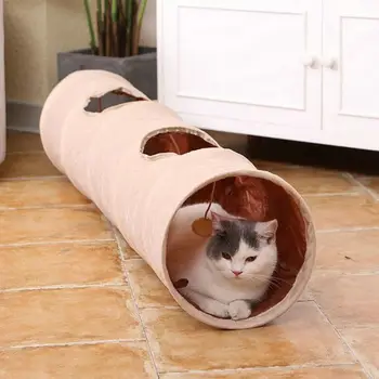 Skladacie Dlho Pet Tunel 2 Otvory Mačky Puppy Králik Teaser Zábavné Skryť Tunel Hračky S Loptou,