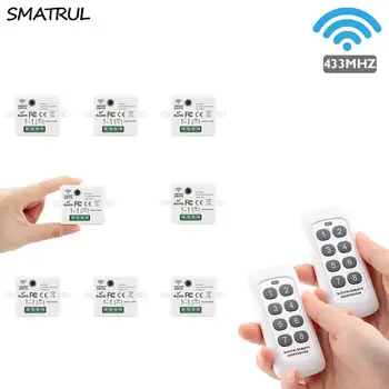 SMATRUL Mini Bezdrôtovej Smart Switch Svetlo Elektrické 433MHZ RF 8 Tlačidlo Diaľkového Ovládania Relé Prijímač Domov Led Žiarovka NA zapnutie/VYPNUTIE 220V