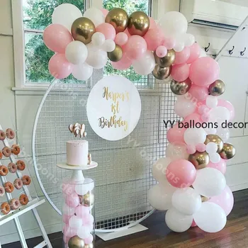 2019 DIY Baby Pink White Balón Garland Arch Auta Kov Chróm Zlaté Balóny na Narodeniny Dieťa Sprcha Svadby, Párty Dekorácie