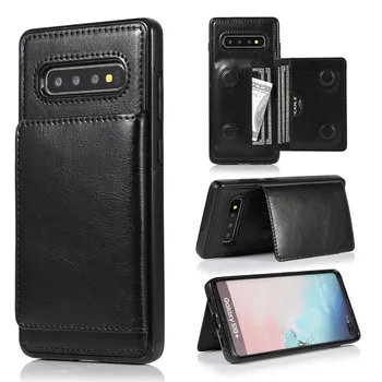 Prémia Kožené Peňaženky obal Pre Samsung Galaxy S8 S9 S10 Plus S10E Poznámka 8 9 10 Pro Dvojité Magnetické Tlačidlá Flip Shockproof Kryt
