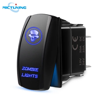 MICTUNING 5Pin Exkluzívne SPST Prepínač s Modrým On-Off Laser Zombie Svetlá Symbol Kolískový Spínač Nepremokavé Auto Príslušenstvo