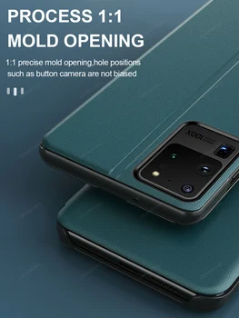 Grma Mirro Okno Smart View Pravej Kože Magnetické Vyklápací Kryt Pre Samsung Galaxy S8 S9 S10 Lite Plus S20 Ultra S7 Okraji Prípade