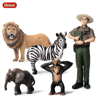 Oenux Pôvodné Africké Wild Zoo Lev, Zebra, Slon Akcie Obrázok Park Ranger Figúrka Realistický Model Vzdelávacie Hračky Pre Deti,