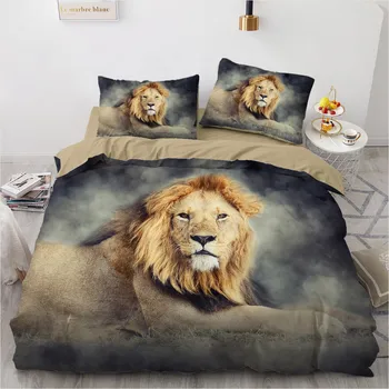 3D posteľná bielizeň Sady Lev Camel Povlaky na Prikrývku Kryt Nastaviť Cumlík Posteľná obliečka na Vankúš Kráľ, Kráľovná Plnej Veľkosti 230*265 cm Domov Texitle