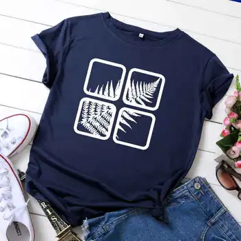 Camiseta Mujer Nadrozmerné T Shirt Ženy Listy Tlač Tričko 2020 Lete Harajuku T-tričko Bavlna Dámske Voľné Topy, Tričká, Košele